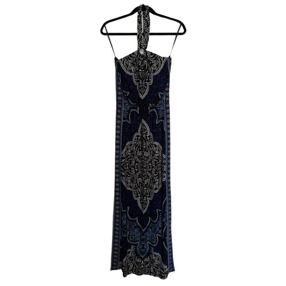 White House Black Market Halter Maxi Dress Pullover Stretch Damask Print - Picture 1 of 15